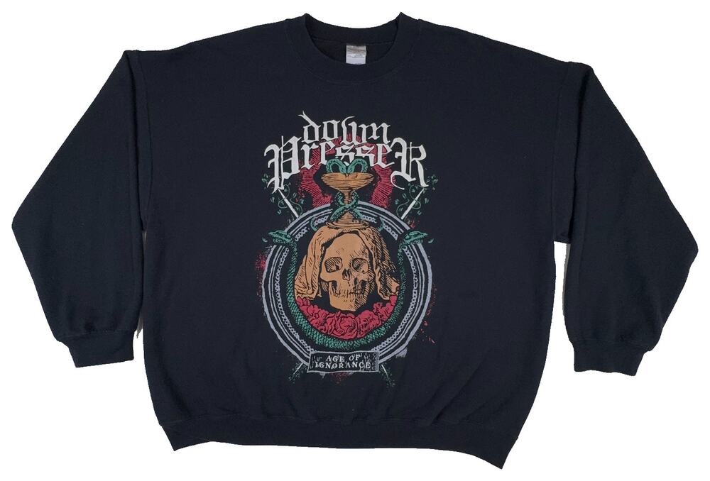 Downpresser Age Of Ignorance Crewneck Sweatshirt 2XL Black Hardcore Band Skull